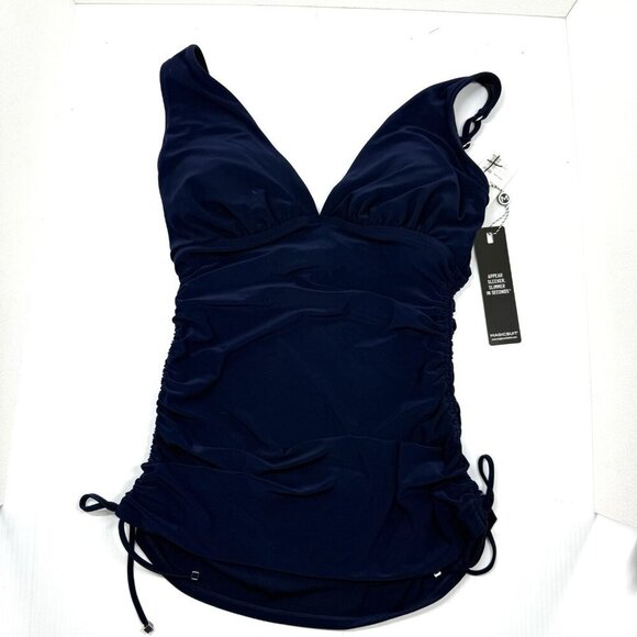 Magicsuit Navy Blue Ruched Tankini Swim Top Slimming Size 10 Pool Vacation Beach - Picture 7 of 12